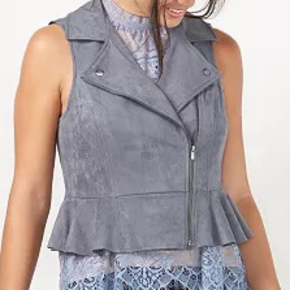 LC Lauren Conrad Faux-Suede Peplum Vest sz 4